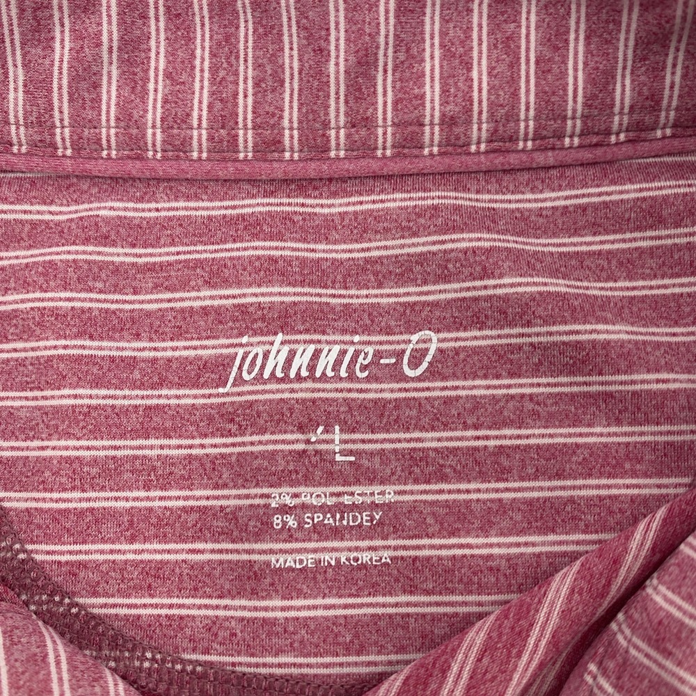 johnnie-O Polo Shirt Mens Large Pink Striped Golf Performance Summer Athleisure - Picture 6 of 12